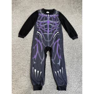 Marvel Coverall Boys 4T Black Black Panther Fleece One-Piece Zip Pajamas